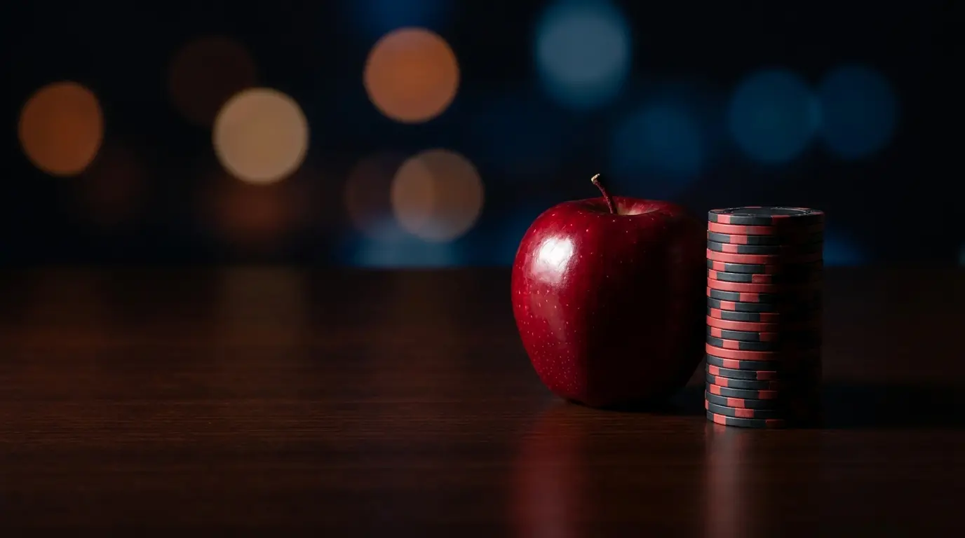 Rode appel met poker chips en Nederlandse kleuren