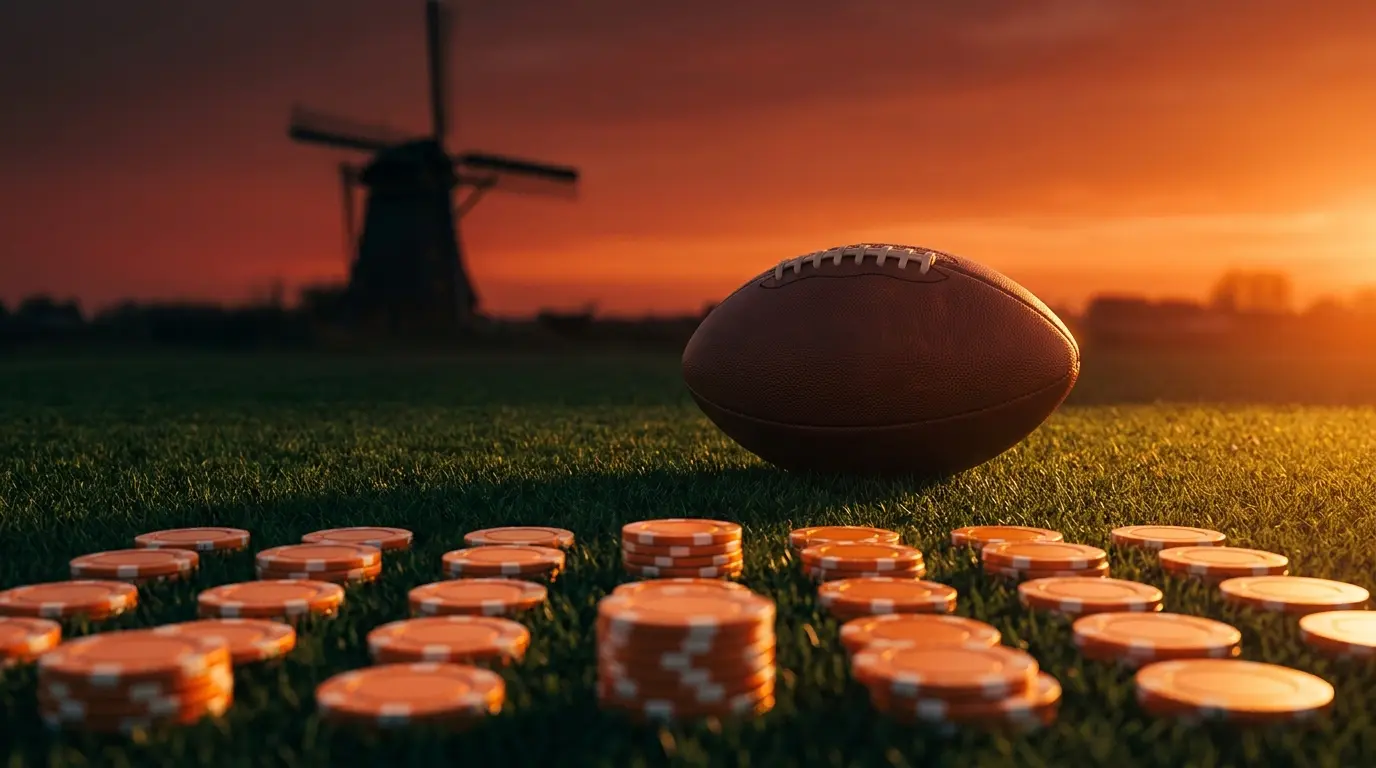 Voetbal en speelfiches met Nederlandse oranje kleuren