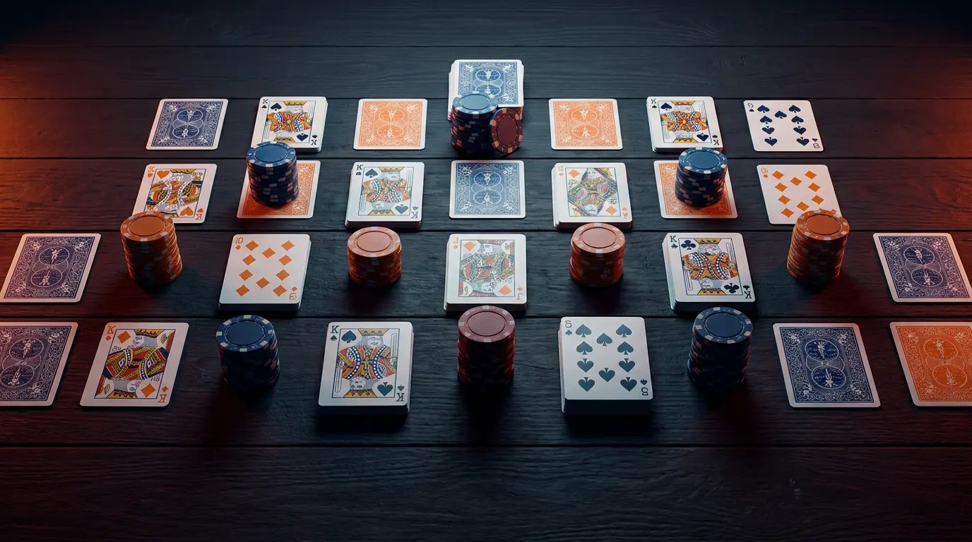 Speelkaarten en casinofiches in Nederlandse kleuren arrangement