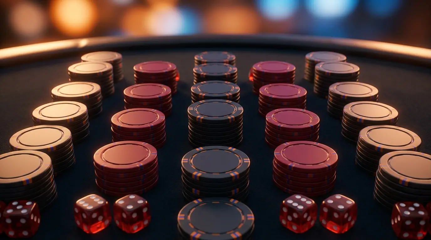 Casino chips en dobbelstenen in Nederlandse en Belgische kleuren