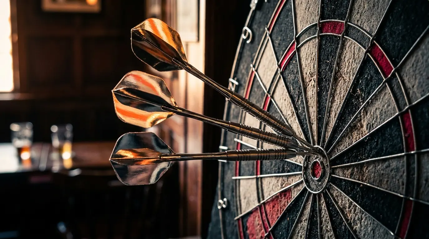 Darts in dartbord met Nederlandse oranje kleuren