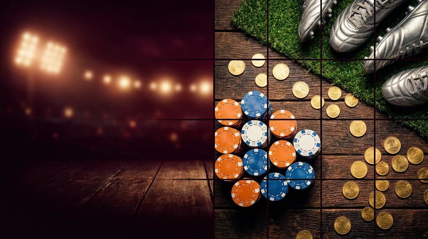 Nederlandse kleuren casinofiches met voetbal elementen bovenaanzicht