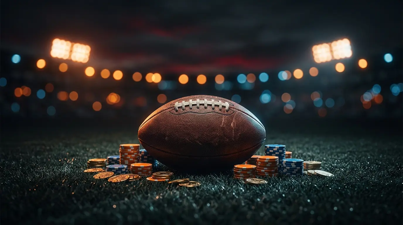 Voetbal met gokchips en stadionverlichting