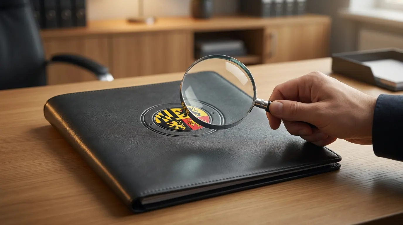 Certificaat met vergrootglas en Belgische kleuren