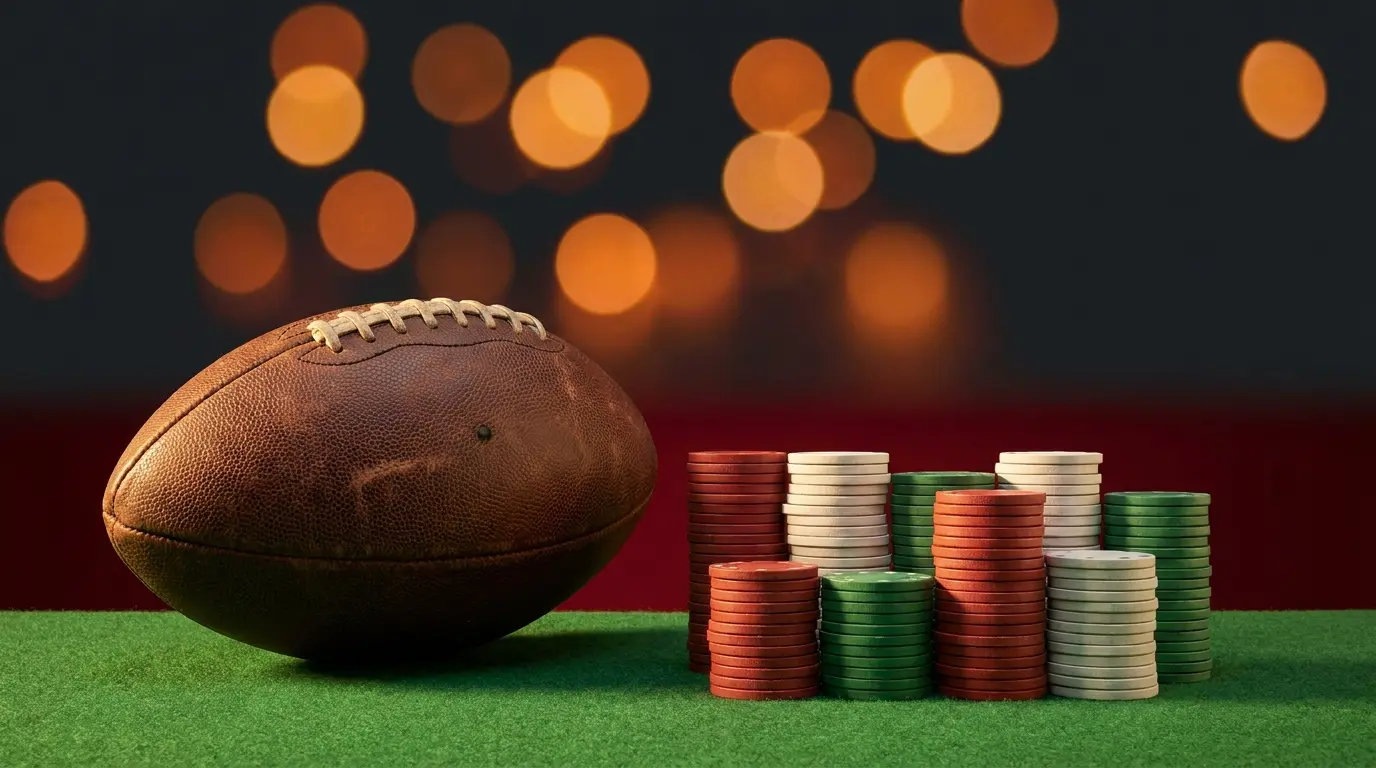 Voetbal en casinochips in Italiaanse en Nederlandse kleuren