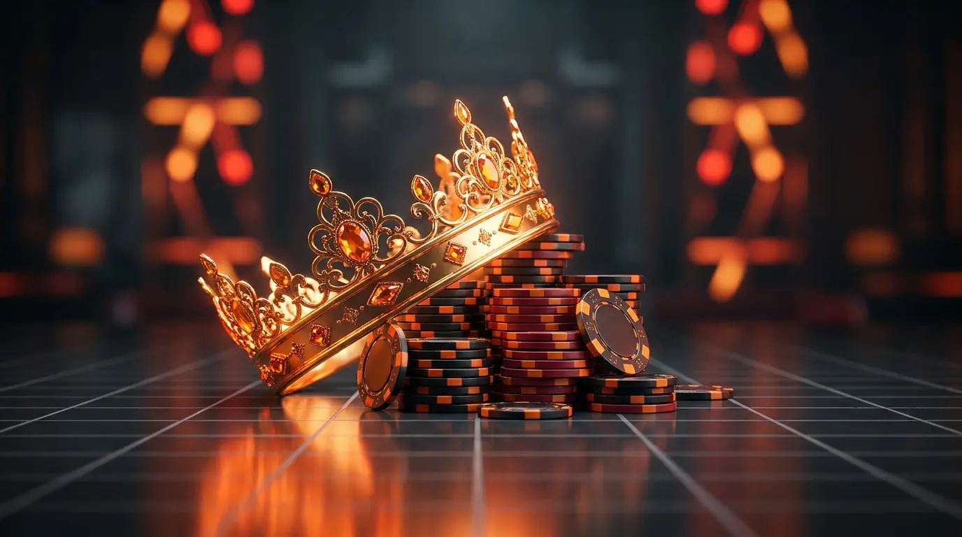 VIP kroon op stapel casino chips met Nederlandse oranje accenten